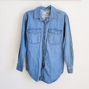 Topshop Denim Button Down Shirt, Size 4
